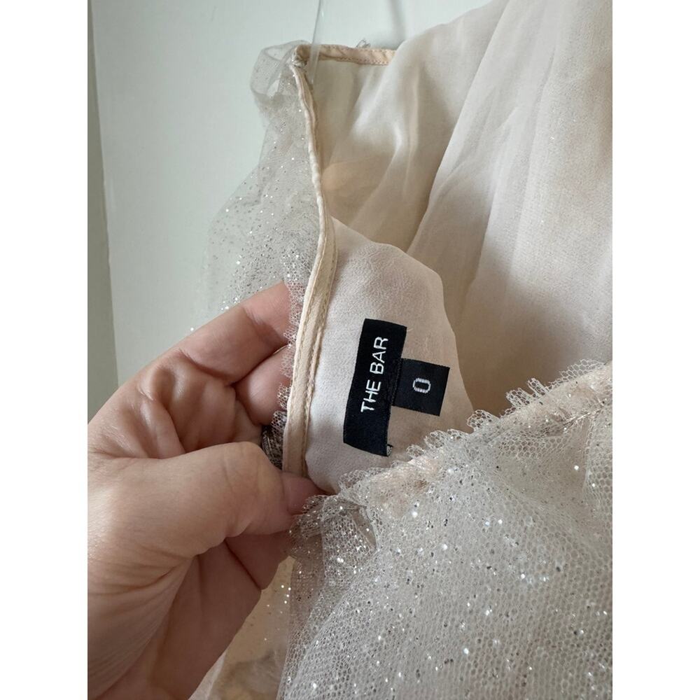 The Bar Tiered Glitter Tulle Lou Mini Dress Champagne Pink Halter Party Size 0 - Picture 6 of 6